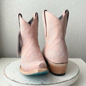 Lane LEXINGTON Womens Cowboy Bootie Sz 9 Blush Pink Western Cowgirl Short Boots